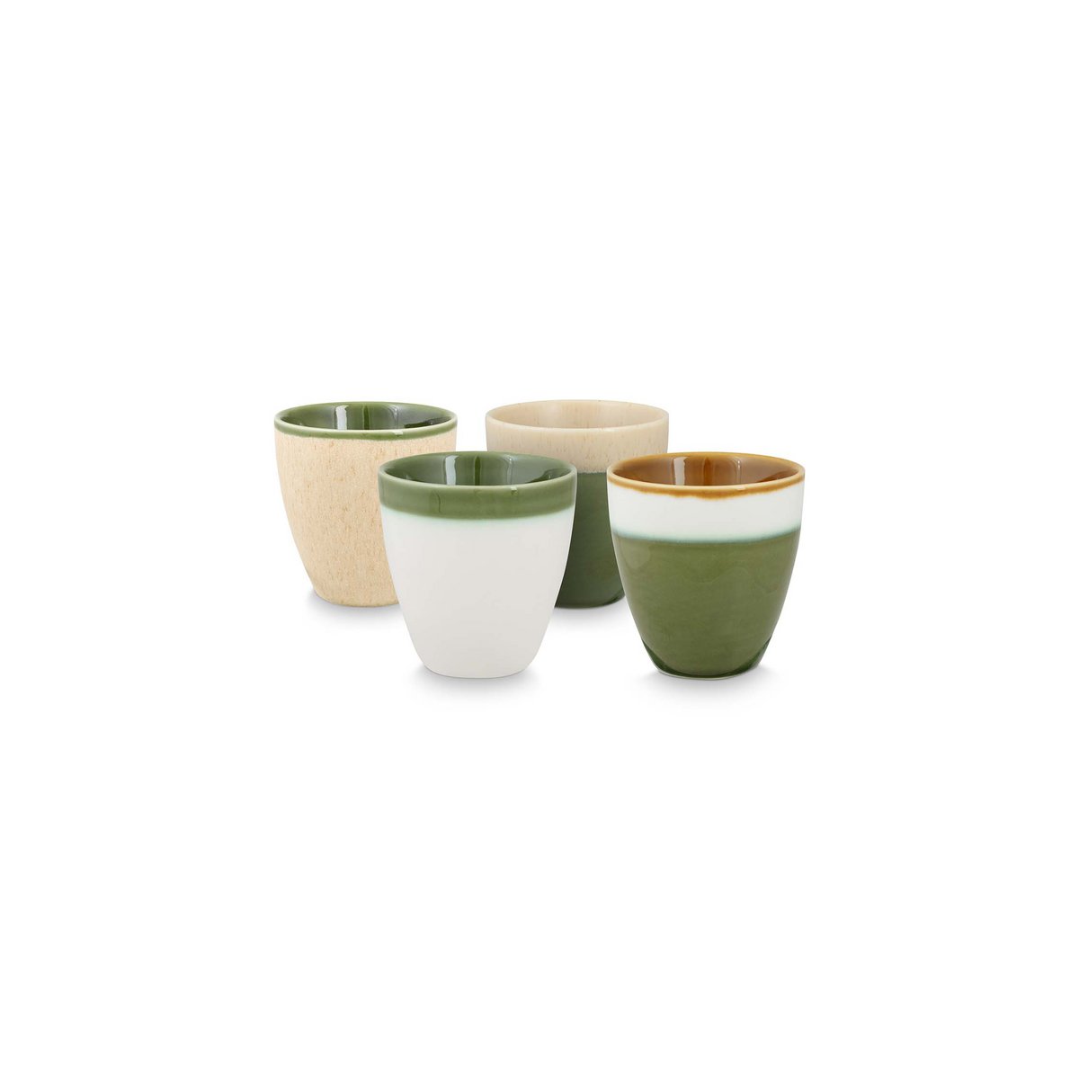 Set/4 Mini Mugs without Ear Green 150ml
